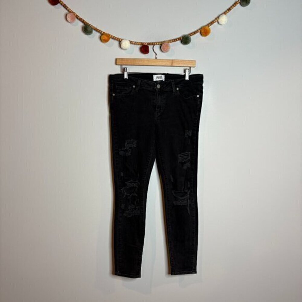Paige black distressed Verdugo Ultra Skinny jeans